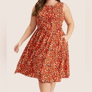 Bloomchic Allover Print Ruched Tank Dress 1X‎ (14–16) NWT